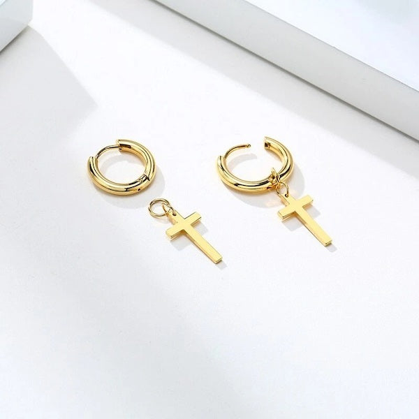 Sienna Cross Hoops | Waterproof 18k Gold & Silver