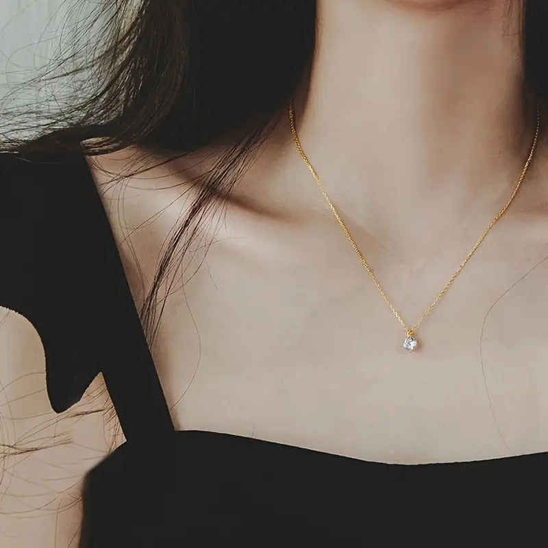 Fancy Diamond Simulant Rose Gold Necklace