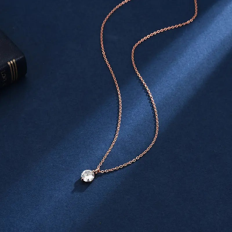 Fancy Diamond Simulant Rose Gold Necklace