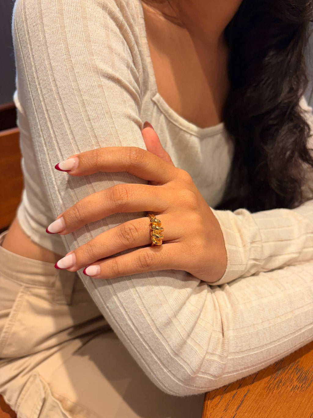 Avan Coil Wrap Adjustable Ring | Waterproof 18k Gold
