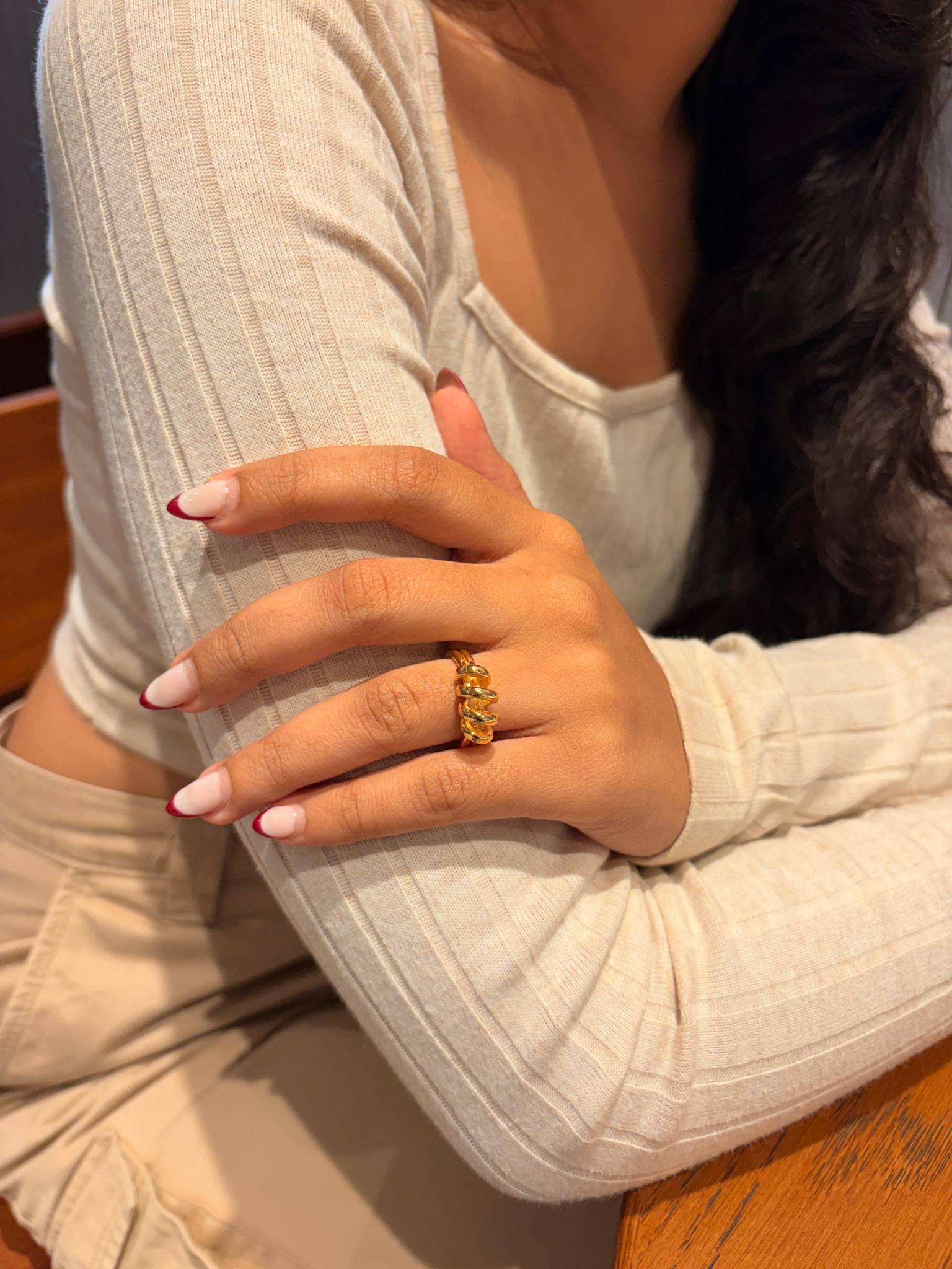 Avan Coil Wrap Adjustable Ring | Waterproof 18k Gold