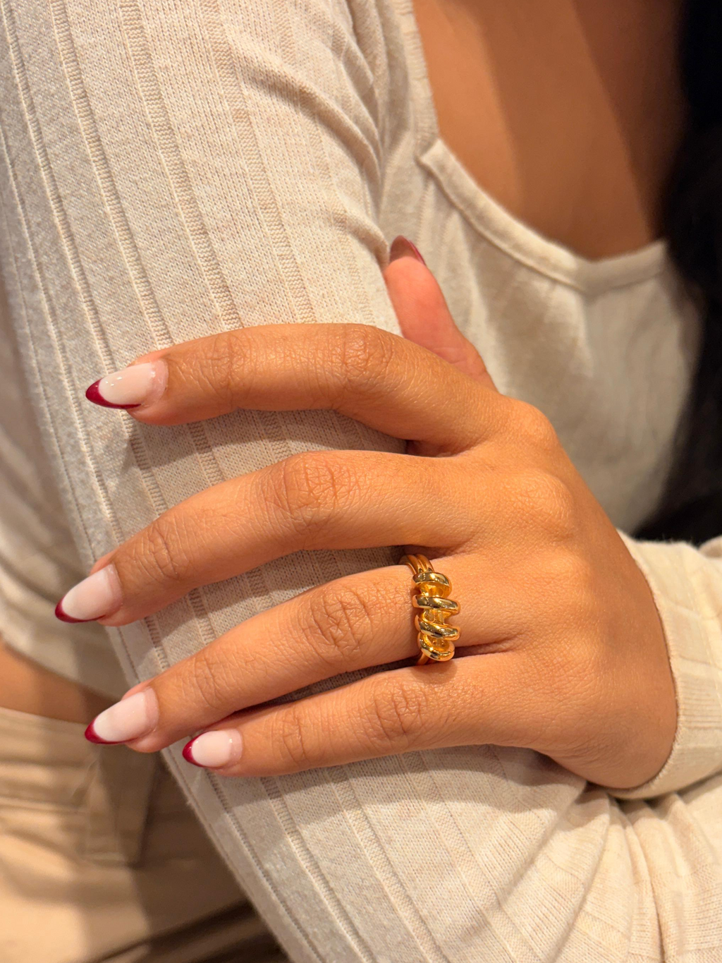 Avan Coil Wrap Adjustable Ring | Waterproof 18k Gold