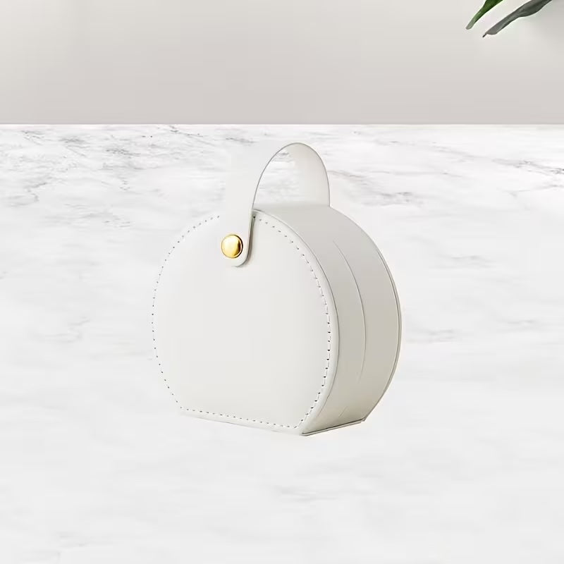 The Finishing Touch | Half Circle White Travel Jewelry Box