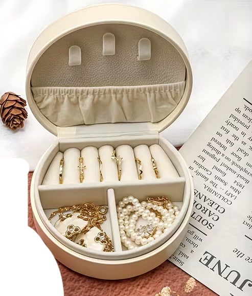 The Finishing Touch | Half Circle White Travel Jewelry Box