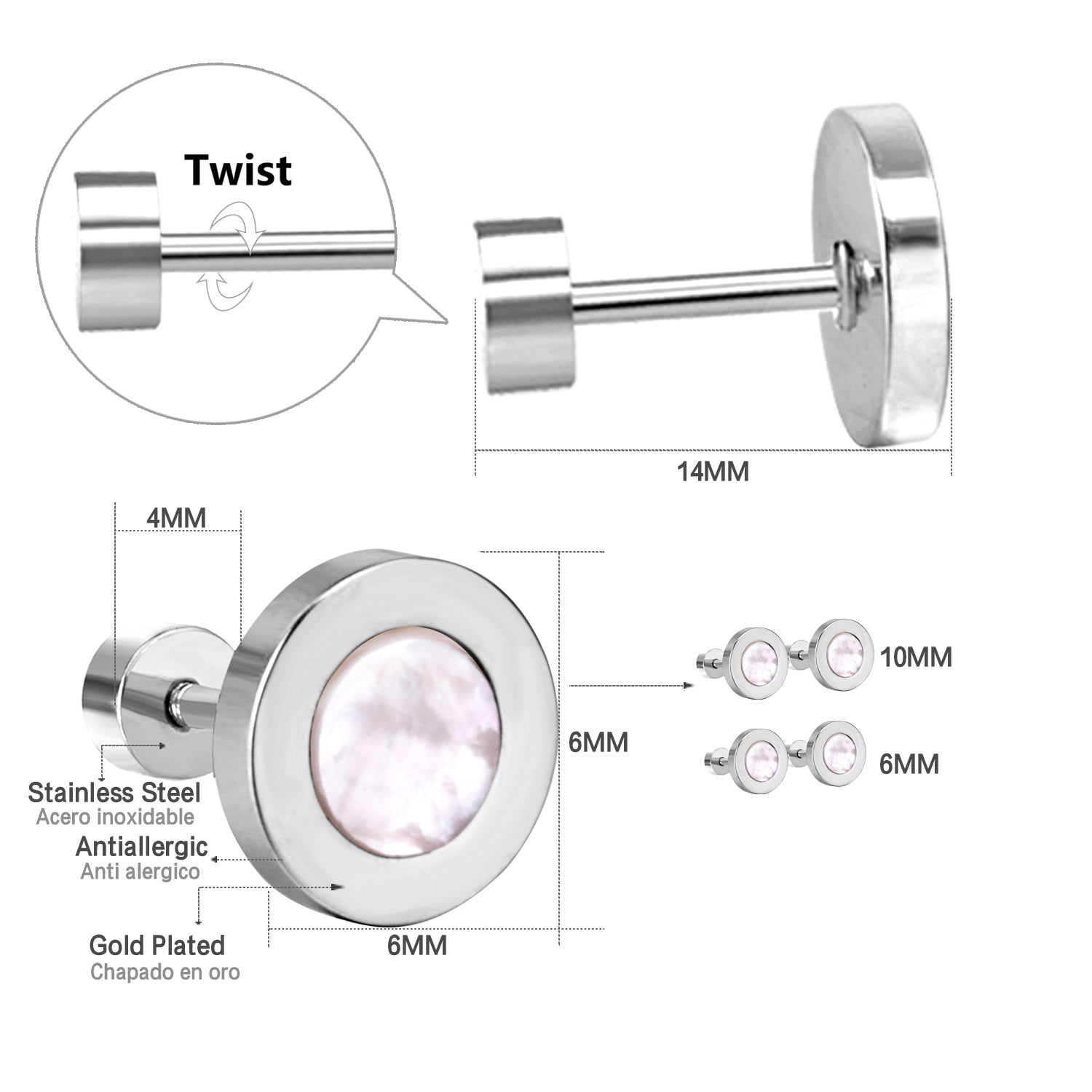 Belatriz Round Shape Flat Back Studs